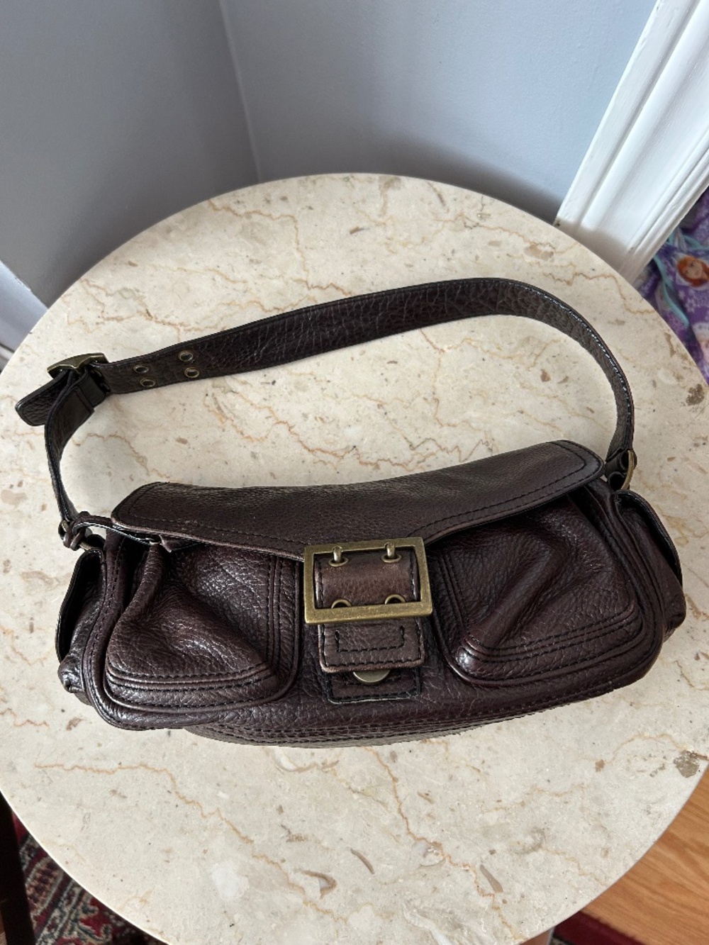 Y2K Banana Republic Espresso Brown Leather Shoulder Bag | Gorpcore Cyber Grunge